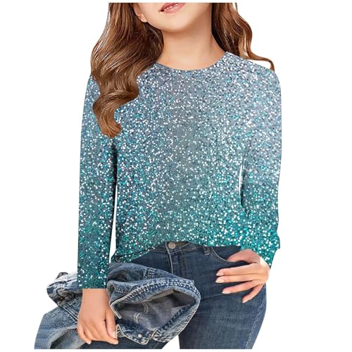 Blitzangebote Des Tages Heute Langarmshirt Mädchen Pailletten Bedruckt Pullover Kinder Rundhal Glitzershirt Einfarbig Longsleeve Frühjahr Sommer Bluseshirt Bequem Oberteile für Party Sportshirt von AYSDSKI