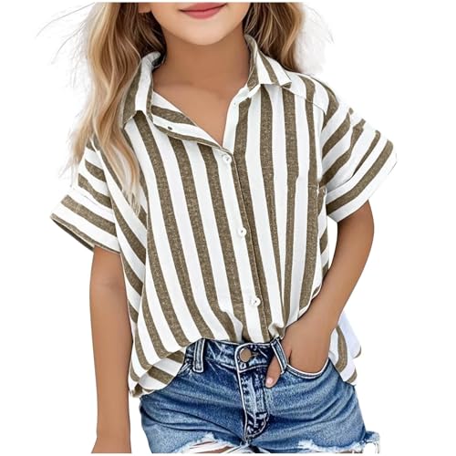 Kurzarm Bluse Mädchen Musselin Oberteile Revers Button-Down Sommerbluse Kinder Streifen Bluseshirt Atmungsaktiv Blusentop Baggy Passform Tops Frühjahr Sommer Kurzarmbluse Strandshirt 5-15 Jahre Kurzarm Bluse Mädchen Musselin Oberteile Revers Button-Down Sommerbluse Kinder Streifen Bluseshirt Atmungsaktiv Blusentop Baggy Passform Tops Frühjahr Sommer Kurzarmbluse Strandshirt 5-15 Jahre von AYSDSKI