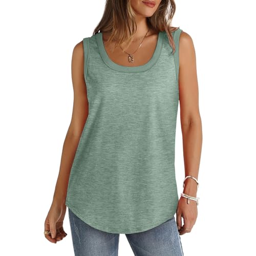 Last Minute Angebote Von Amazon Unterhemden Damen Einfarbig Tank Top Klassische Passform Tanktop mit Gebogener Saum Rundhal Ärmellos Oberteile Casual Sommer Basic Bluse S-5XL von AYSDSKI