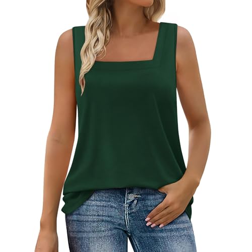 Warehouse Deals Angebote B Ware Unterhemden Damen Einfarbig Unterziehshirt Tank Top mit Quadratischem Ausschnitt Lockere Camisole Lässige Tanktop Frühjahr Sommer Bluse Teenager Mädchen Oberteile von AYSDSKI