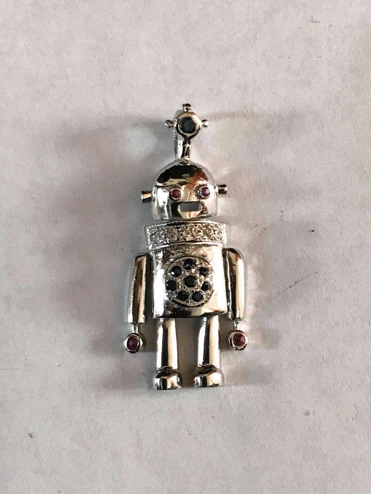 Schöne Lcharm/Pendent Sterling Silber 92, 5, Eine Breite Kaution Auf Der Oberseite Und Hinter Dem Kopf., Mit Rubinen & Saphires, Geschenk von AYSJewels