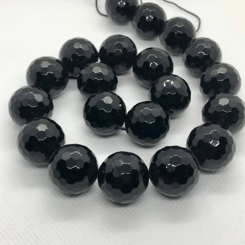 Schwarzer Onyx Rund Facettiert, 20 Mm Ca. Kreativster Himmel Für Designer. 16 Zoll | #602 von AYSJewels