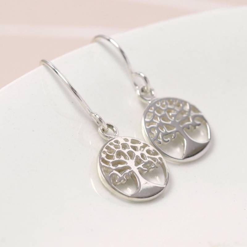 Ohrringe Baum Des Lebens Kleine Zierliche Sterling Silber Charm Hängeohrringe von AYStudioUK