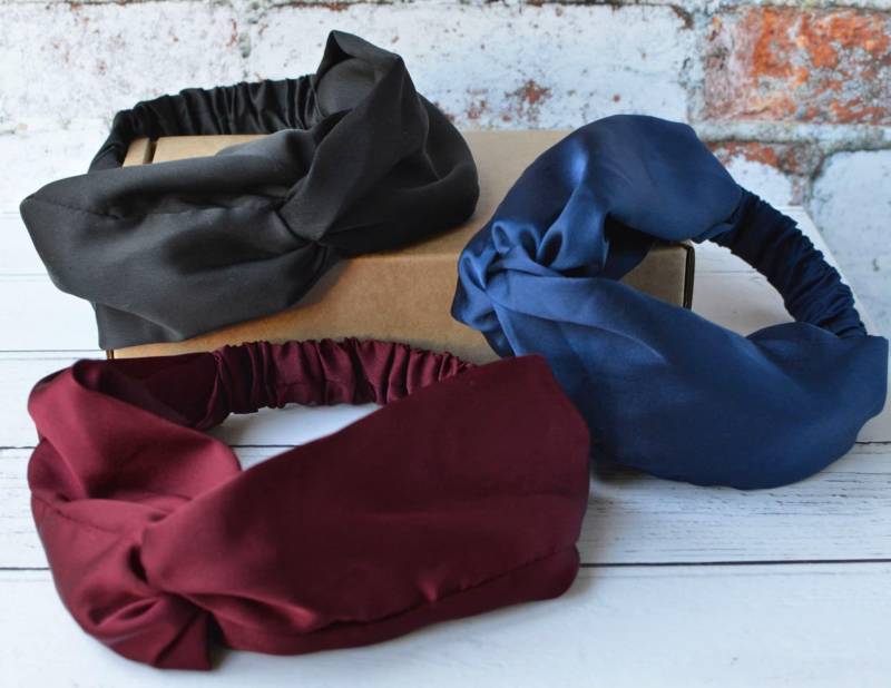 Schlichte Seidige Stirnbänder Damen Mädchen Twisted Knot Haarbänder Kaufen 1 Get Kostenlos Schwarz Marine Burgund von AYStudioUK