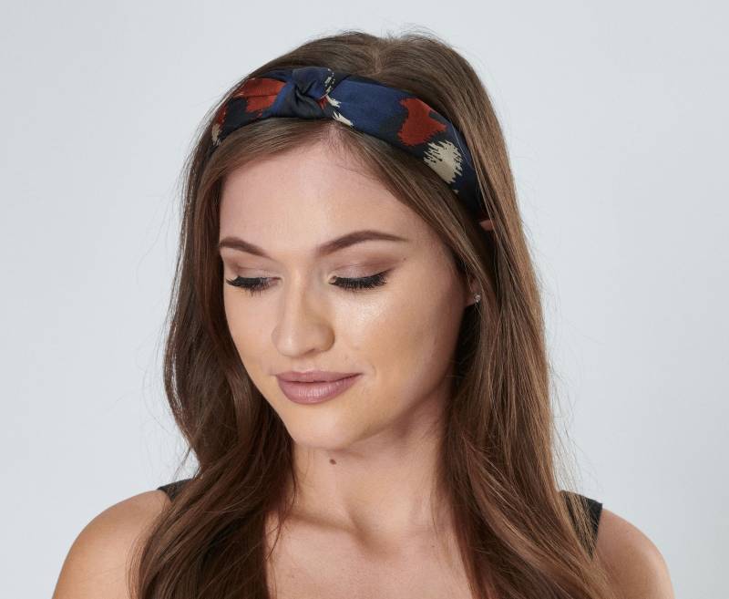 Starres Stirnband Marineblau Gebranntes Orange Abstrakter Druck Seidiger Stoff Kaufen 1 Erhalten Gratis von AYStudioUK