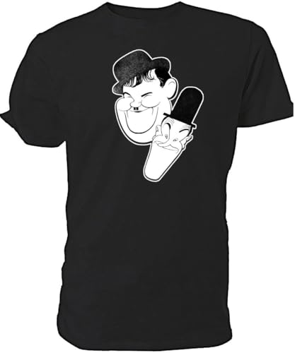 Laurel and Hardy T Shirt Printed with DTF Mens Black XL von AYTAPUGE
