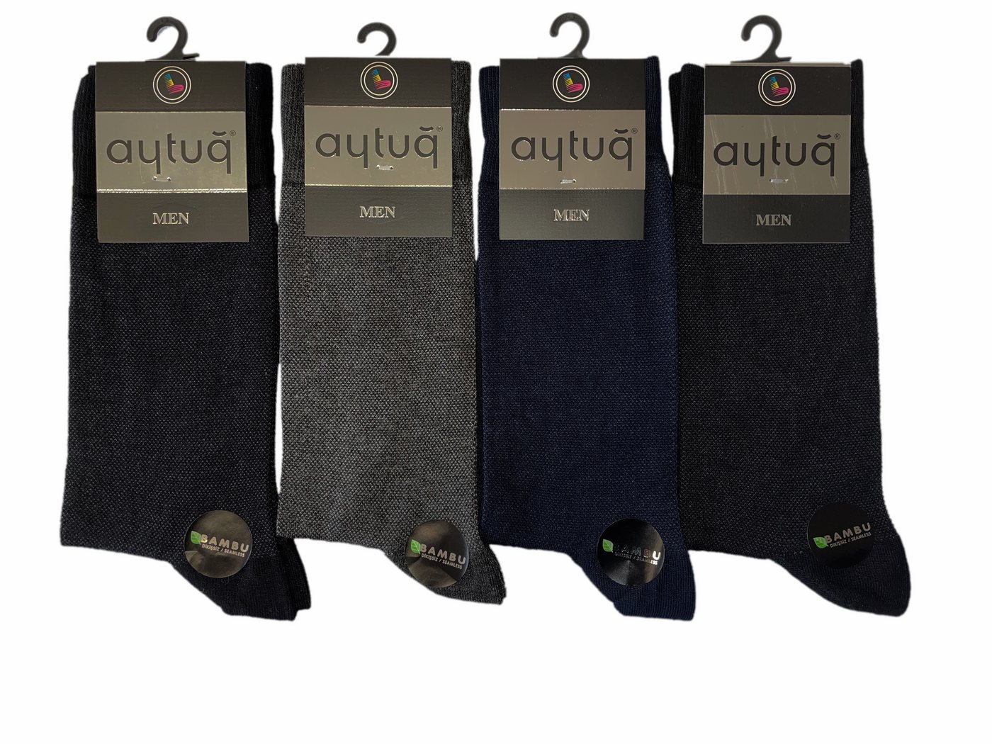 AYTUĞ Businesssocken 4 Paar Herren Business Socken aus Bambus-Viskose – Nahtlos – 41–45 Nahtlose, druckfrei, geruchshemmend, temperaturregulierend. von AYTUĞ