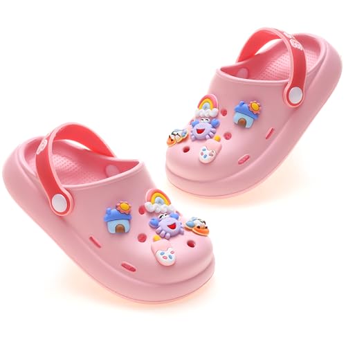 AYUEBO Kinder Clogs Pantoletten Mädchen Jungen Sommer Unisex Hausschuhe Gartenschuhe Strand Sandalen Slip Badeschuhe Gummi Gartenclogs Outdoor On Flach von AYUEBO