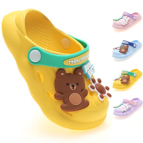 AYUEBO Unisex Kinder Clogs Jungen Mädchen Gartenschuhe Pantoffeln rutschfeste Gartenclogs Strand Gummi Hausschuhe Sommer Latschen,Gelb,EU28/29 von AYUEBO
