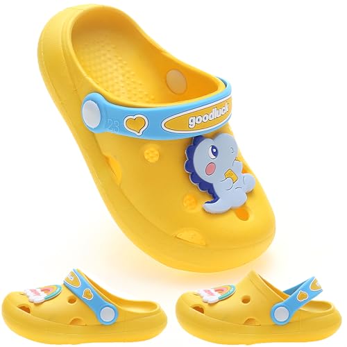 AYUEBO Unisex Kinder Clogs Jungen Mädchen Gartenschuhe Pantoffeln rutschfeste Gartenclogs Strand Gummi Hausschuhe Sommer Latschen,Gelb A,EU28/29 von AYUEBO