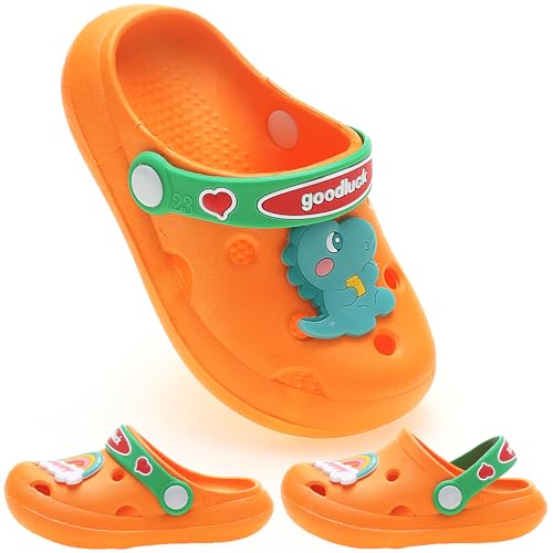 AYUEBO Unisex Kinder Clogs Jungen Mädchen Gartenschuhe Pantoffeln rutschfeste Gartenclogs Strand Gummi Hausschuhe Sommer Latschen,Orange A,EU20/21 von AYUEBO