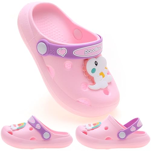 AYUEBO Unisex Kinder Clogs Jungen Mädchen Gartenschuhe Pantoffeln rutschfeste Gartenclogs Strand Gummi Hausschuhe Sommer Latschen,Rosa A,EU22/23 von AYUEBO