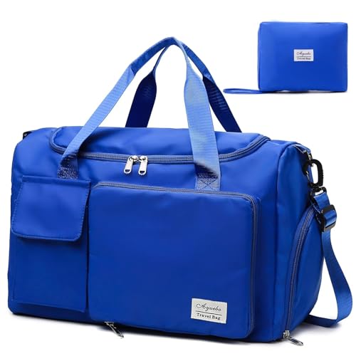 Reisetasche 35L mit Schuhfach und Nassfach Faltbare Weekender-Reisetasche Gym Travel Bag Handgepäck für Damen Herren von AYUEBO