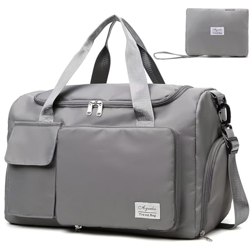 Reisetasche 35L mit Schuhfach und Nassfach Faltbare Weekender-Reisetasche Gym Travel Bag Handgepäck für Damen Herren von AYUEBO