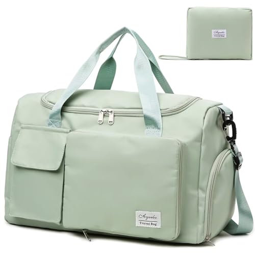 Reisetasche 35L mit Schuhfach und Nassfach Faltbare Weekender-Reisetasche Gym Travel Bag Handgepäck für Damen Herren von AYUEBO