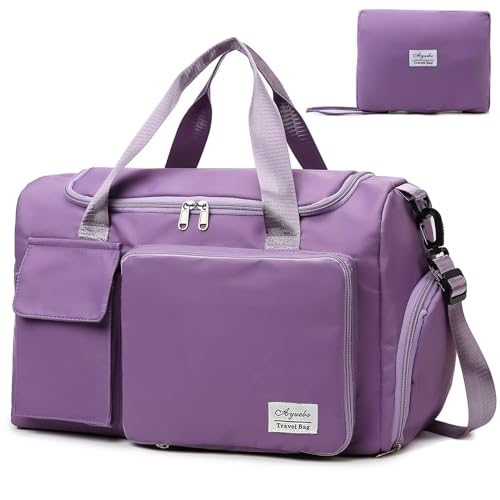 Reisetasche 35L mit Schuhfach und Nassfach Faltbare Weekender-Reisetasche Gym Travel Bag Handgepäck für Damen Herren von AYUEBO