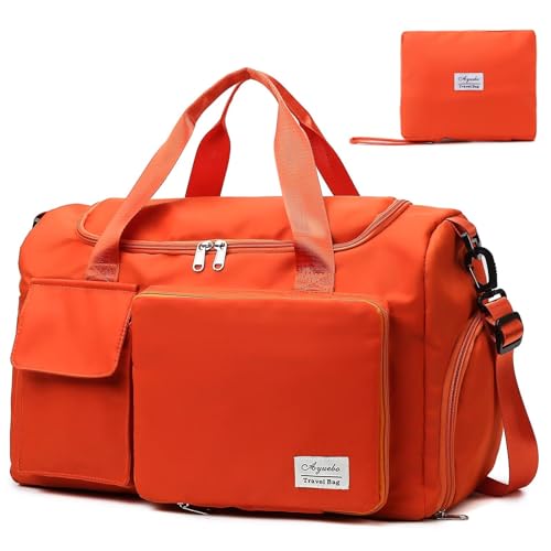 Reisetasche 35L mit Schuhfach und Nassfach Faltbare Weekender-Reisetasche Gym Travel Bag Handgepäck für Damen Herren von AYUEBO