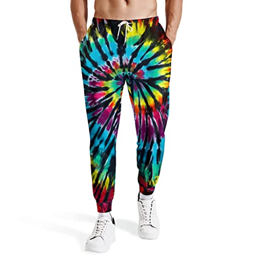AYUNIX Herren Jogger Sweatpants 80er 90er Jahre Jogginghose für Männer Frauen Workout Hose Freizeittaschen Sport Trainingshose, Batik-Druck, Mittel von AYUNIX