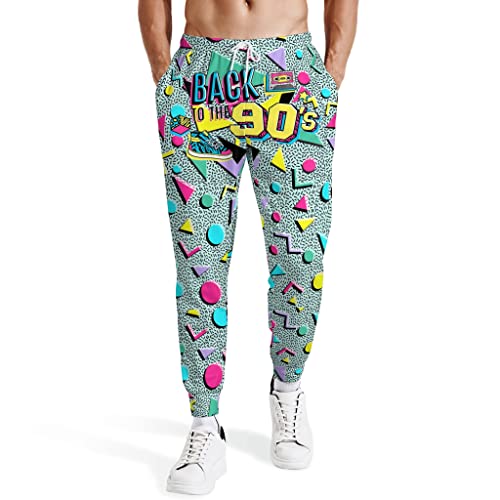 AYUNIX Herren Jogger Sweatpants 80er 90er Jahre Jogginghose für Männer Frauen Workout Hose Freizeittaschen Sport Trainingshose, Zurück in 90er Jahre, X-Groß von AYUNIX