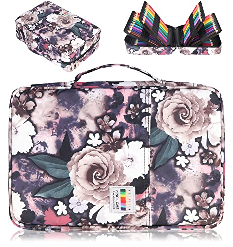 AYVANBER Große Federmappe 304 Slots Buntes Mäppchen Buntes Gelschreiber Federmäppchen oder 300-Farben Bleistifte Aufbewahrungstasche Gel-Marker Stifteetui Box für Studenten (Graue Rose) von AYVANBER