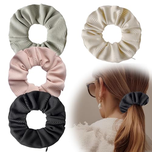 AYVRUOP 4 Stück Elastische Zopfgummis,Haargummis mit Reißverschluss Tasche,Haargummi für Pferdeschwanz Damen,Scrunchies mit Versteckter Reißverschlusstasche,für Mädchen Damen Frauen Pferdeschwanz von AYVRUOP