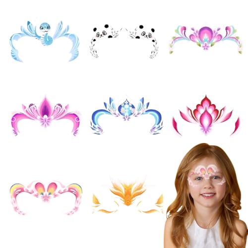 AYVRUOP 8 Stück Kinder Gesicht Tattoo Aufkleber, temporäre Tattoo Aufkleber für Geburtstagsfeiern, Festivals, Outdoor-Ausflüge AYVRUOP 8 Stück Kinder Gesicht Tattoo Aufkleber, temporäre Tattoo Aufkleber für Geburtstagsfeiern, Festivals, Outdoor-Ausflüge von AYVRUOP