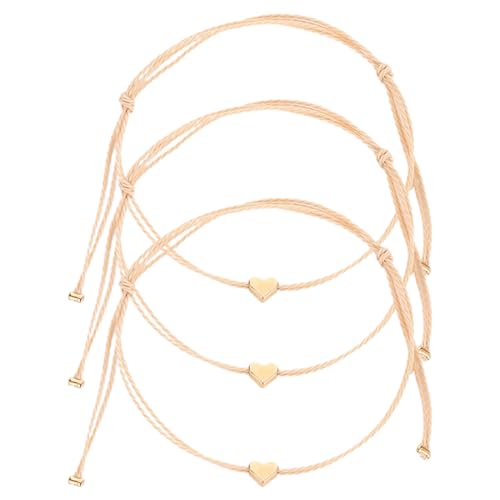 AYVRUOP Herz Freundschaftsarmband, 3 Stück Seil Armbänder, Einfaches Hanfseil Armband, Größenverstellbar für Frauen Mädchen von AYVRUOP