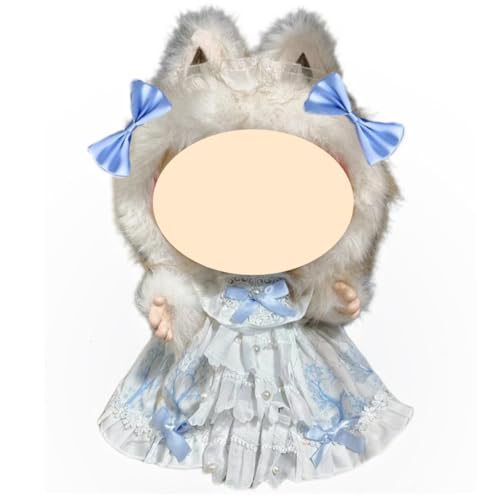 AYVRUOP Puppenkleidung,Bekleidung für 38 cm mokoko Plüsch,mokoko kleidung,Kleid mit Haarbändern und Schleife Haarspangen,DIY Kinder Geschenke(Blau) von AYVRUOP