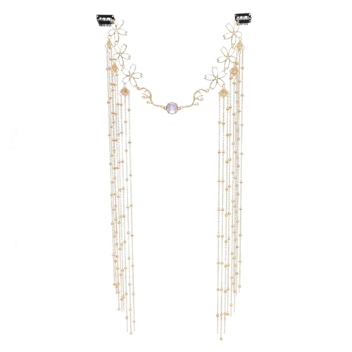 AYVRUOP Tiara Damen Quasten Aus Pailletten Tiara Göttin Kopfschmuck Elfe Prinzessin Meerjungfrau Prinzessin Kopfschmuck Braut Kopf Kette Hochzeit Pailletten Headwear Quaste Headpiece,Gold von AYVRUOP