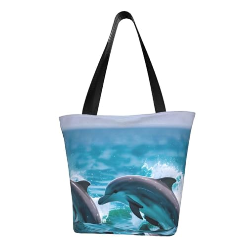 AYYQWE Delfine in the sea Print Summer Shoulder Bag Beach Crossbody Handbag Travel Shopping Gym Hiking Party Events von AYYQWE