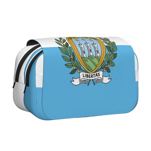 AYYQWE Federmäppchen, Motiv: Flagge von San Marino, leicht, stilvolles Schreibwaren, Reisen, Büro, großes Fassungsvermögen, Make-up, Toilettenartikel von AYYQWE