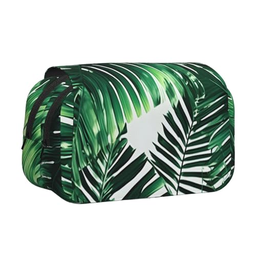 AYYQWE Federmäppchen, Motiv: tropische Palme, Bananenblätter, leicht, stilvoll, für Reisen, Büro, großes Fassungsvermögen, Make-up-Kulturartikel von AYYQWE