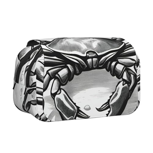 AYYQWE Federmäppchen mit Cartoon-Krabben-Motiv, leicht, stilvoll, für Reisen, Büro, große Kapazität, Make-up, Toilettenartikel von AYYQWE