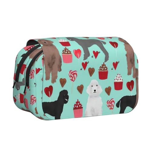 AYYQWE Federmäppchen mit Pudel-Motiv, leicht, stilvolle Schreibwaren, Reisen, Büro, großes Fassungsvermögen, Make-up-Toiletry von AYYQWE