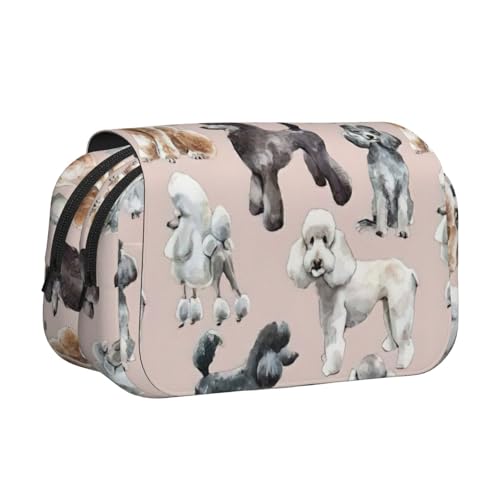 AYYQWE Federmäppchen mit Pudelmotiv, leicht, stilvolles Schreibwaren, Reisen, Büro, großes Fassungsvermögen, Make-up, Toilettenartikel von AYYQWE