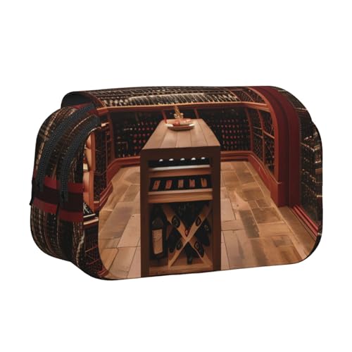 AYYQWE Federmäppchen mit Rotweinkeller-Druck, leicht, stilvolles Schreibwaren, Reisen, Büro, großes Fassungsvermögen, Make-up-Toiletry von AYYQWE