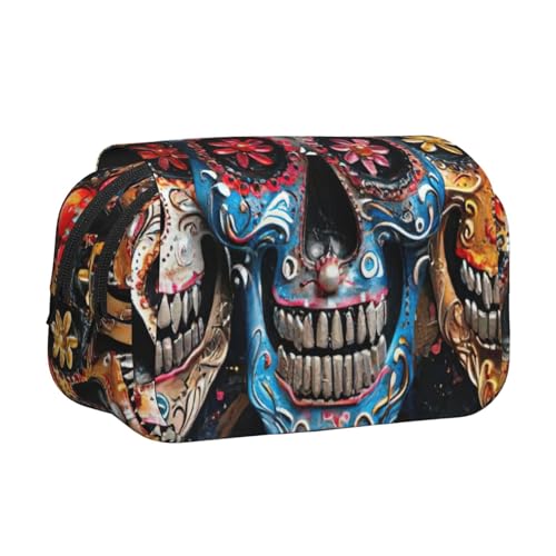 AYYQWE Federmäppchen mit Totenkopf-Motiv, leicht, stilvoll, für Reisen, Büro, großes Fassungsvermögen, Make-up-Kulturartikel von AYYQWE