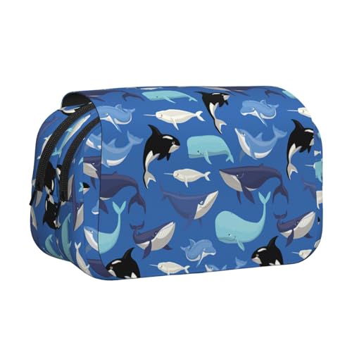 AYYQWE Federmäppchen mit Wal-Muster, leicht, stilvolles Schreibwaren, Reisen, Büro, großes Fassungsvermögen, Make-up-Toiletry von AYYQWE