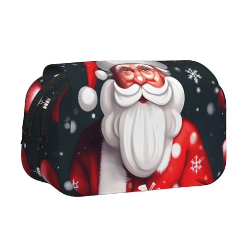 AYYQWE Federmäppchen mit Weihnachtsmann-Aufdruck, leicht, stilvolles Schreibwaren, Reisen, Büro, großes Fassungsvermögen, Make-up-Toiletry von AYYQWE