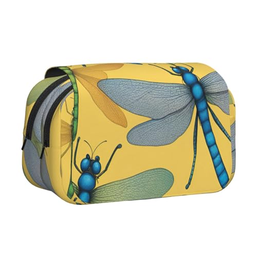AYYQWE Federmäppchen mit buntem Libellen-Druck, leicht, stilvolles Schreibwaren, Reisen, Büro, großes Fassungsvermögen, Make-up-Toiletry von AYYQWE