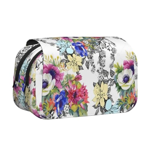 AYYQWE Federmäppchen mit farbenfrohem Gartendruck, leicht, stilvolles Schreibwaren, Reisen, Büro, großes Fassungsvermögen, Make-up-Toiletry von AYYQWE