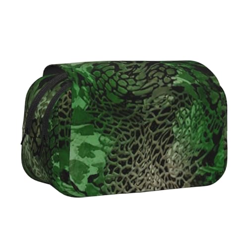 AYYQWE Federmäppchen mit grünem Schlangenmuster, leicht, stilvoll, für Reisen, Büro, großes Fassungsvermögen, Make-up, Kulturbeutel von AYYQWE