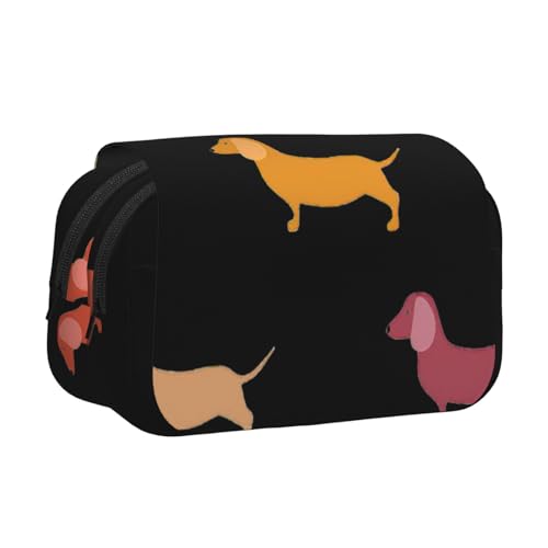 AYYQWE Federmäppchen mit niedlichem Dackel-Motiv, leicht, stilvoll, für Reisen, Büro, großes Fassungsvermögen, Make-up-Toiletry von AYYQWE