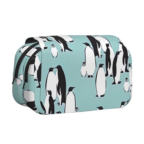 AYYQWE Federmäppchen mit niedlichem Pinguin-Druck, leicht, stilvoll, für Reisen, Büro, großes Fassungsvermögen, Make-up-Kulturartikel von AYYQWE