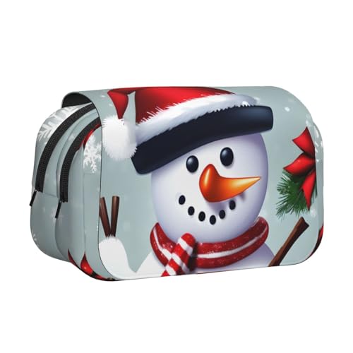 AYYQWE Federmäppchen mit weihnachtlichem Schneemann-Aufdruck, leicht, stilvolles Schreibwaren, Reisen, Büro, großes Fassungsvermögen, Make-up-Toiletry von AYYQWE