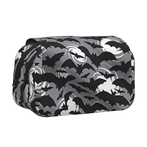 AYYQWE Halloween-Fledermäuse, grauer Druck, leicht, stilvolle Schreibwaren, Reisen, Büro, große Kapazität, Make-up, Toilettenartikel von AYYQWE