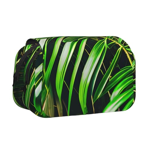 AYYQWE Leichte Stiftetasche, Motiv: Palme, grüne Blätter, stilvolle Schreibwaren, Reisen, Büro, großes Fassungsvermögen, Make-up-Toiletry von AYYQWE