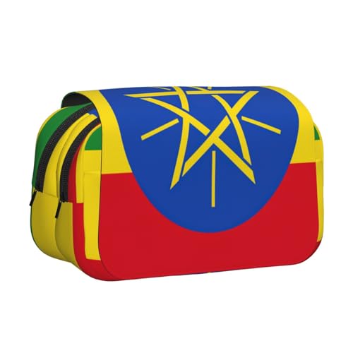 AYYQWE Leichte Stifttasche mit Flagge von Äthiopien, stilvolles Schreibwaren, Reisen, Büro, großes Fassungsvermögen, Make-up-Kulturartikel von AYYQWE