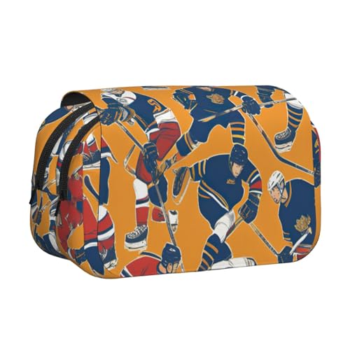 AYYQWE Leichte Stifttasche mit Hockey-Aufdruck, stilvolle Schreibwaren, Reisen, Büro, großes Fassungsvermögen, Make-up-Kulturartikel von AYYQWE