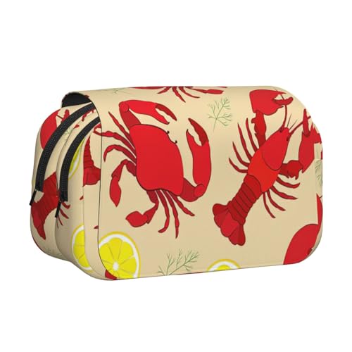 AYYQWE Leichte Stifttasche mit Hummer- und Krabbenmuster, stilvolle Schreibwaren, Reisen, Büro, großes Fassungsvermögen, Make-up-Toiletry von AYYQWE